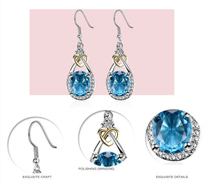 Fine Jewelry S925 Sterling Silver Blue Sapphire Earrings