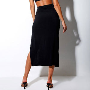 Irregular High Waist Split Skirt Slim Temperament Long Skirt