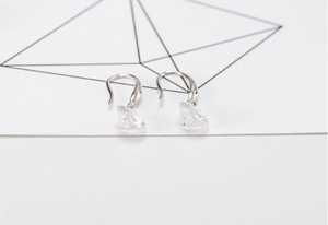 Sterling silver diamond zircon earrings