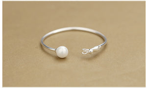 S925 sterling silver bracelet sweet cute cat pearl bracelet sterling silver jewelry