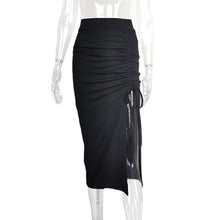 Carregar imagem no visualizador da galeria, European And American Women&#39;s High Waist Slit Pleated Skirt
