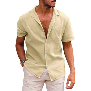 Men's Summer Loose Solid Color Button Shirt